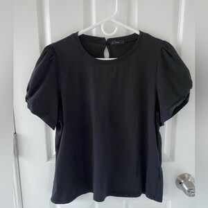 J. Crew Black Puff Sleeve Blouse | small